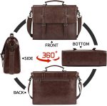 Leather Mens Messenger Bag Vintage 15.6 Inch Waterproof Leather Laptop Briefcase Large Satchel Shoulder Bag Retro Office College Computer Laptop Bag, Brown - Image 5
